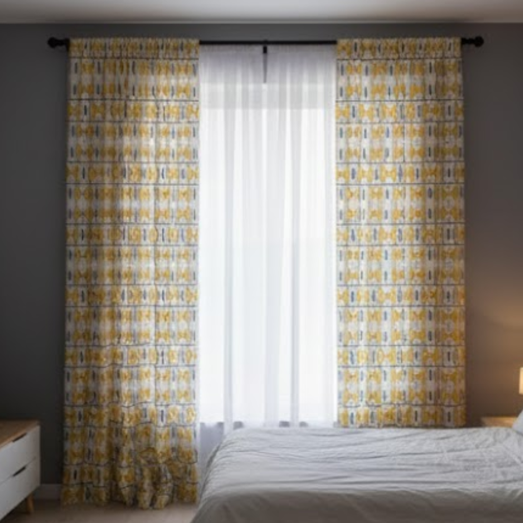 Cotton Light - Room Darkening - Yellow Stripes Curtains - Pack of 1 Curtain