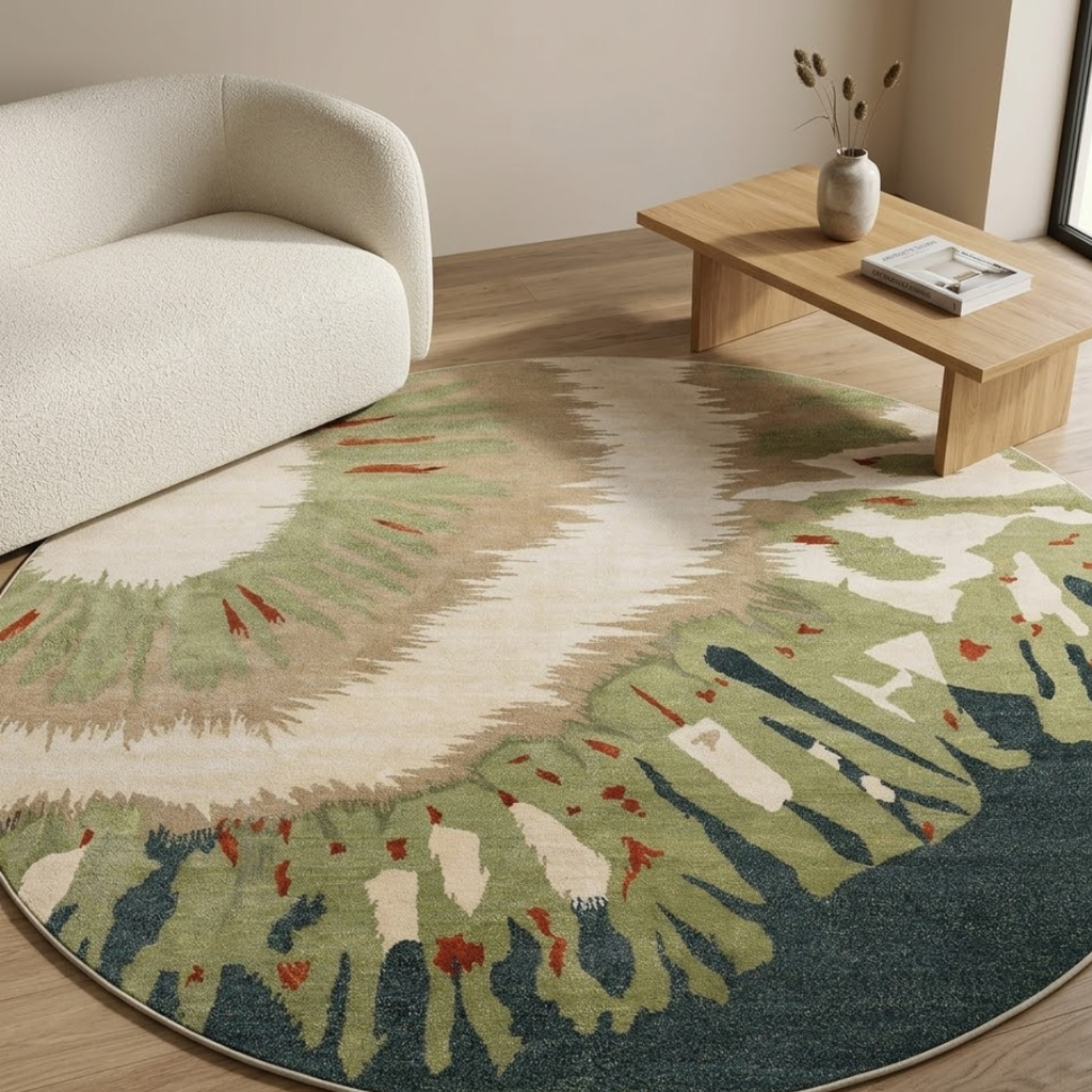 Area Rug with Abstract pattern design - Circle - Premium Wool Carpet