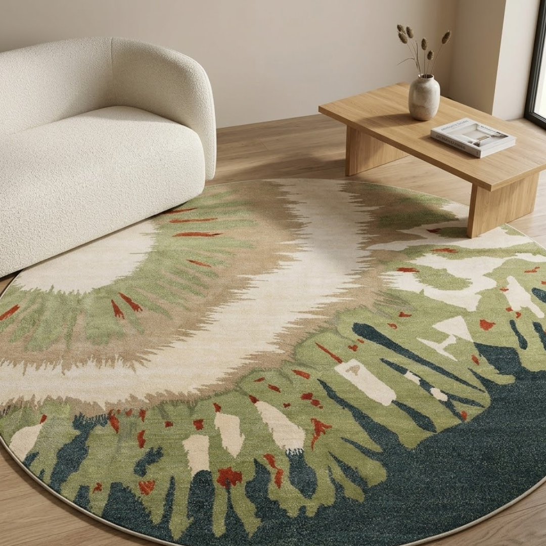 Area Rug with Abstract pattern design - Circle - Premium Wool Carpet