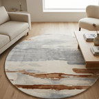 Light blue & brown theme design - Circle - Premium Wool Carpet