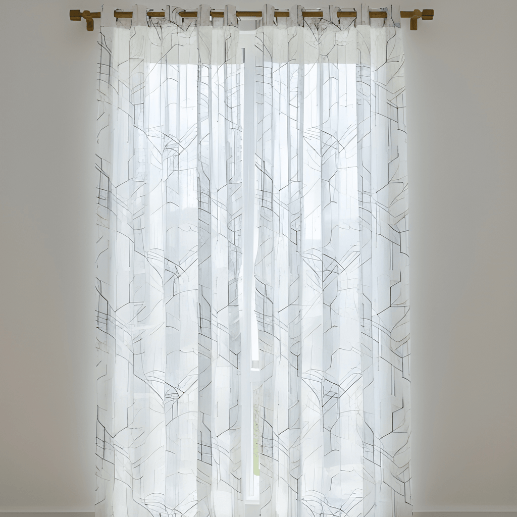 Linen Sheer - Geometric Pattern Print - Pack Of 1 Curtain