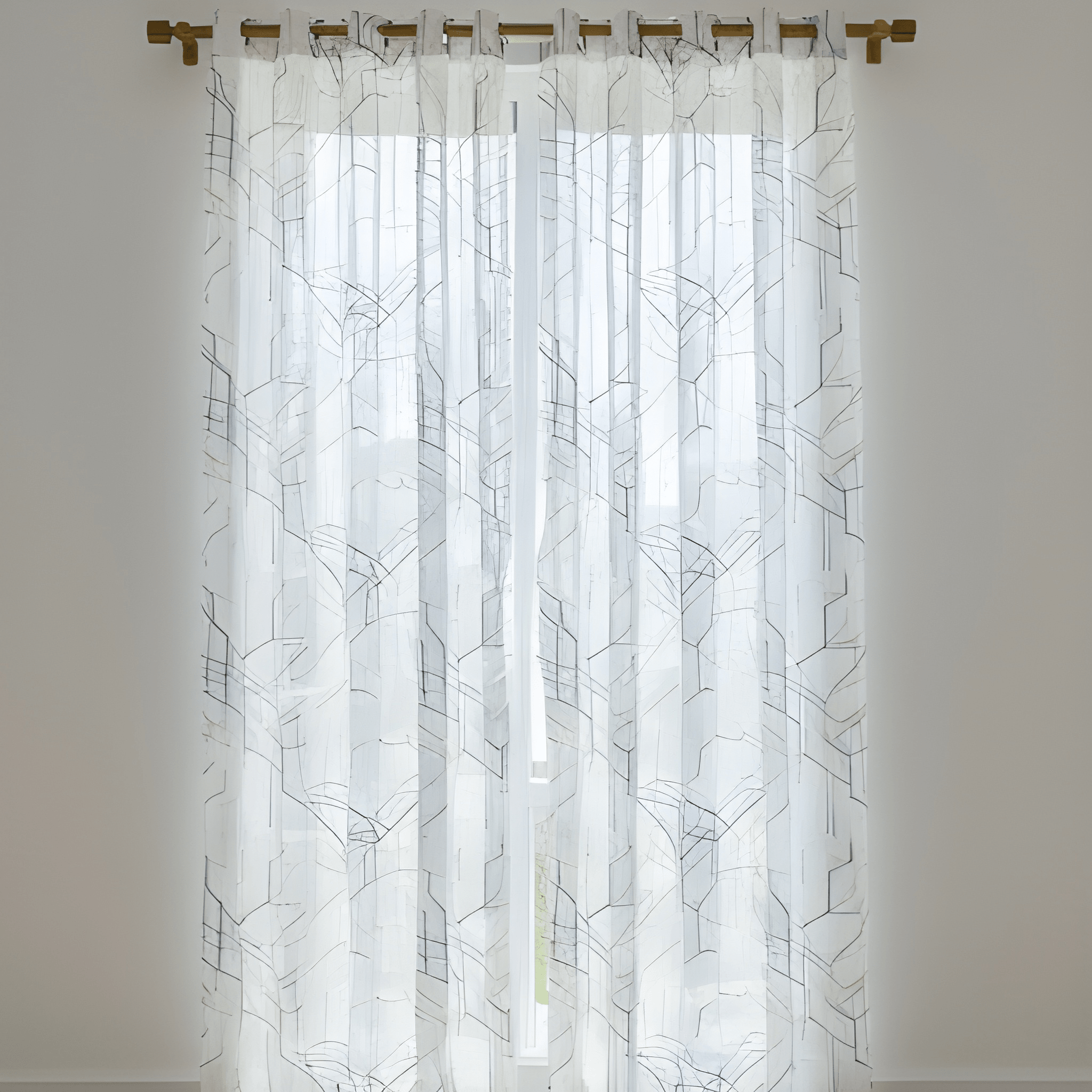 Linen Sheer - Geometric Pattern Print - Pack Of 1 Curtain