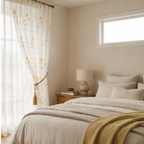 Linen Sheer - Yellow Floral Print - Pack Of 1 Curtain