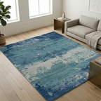 Blue & White mixed rug pattern - Rectangle - Premium Wool Carpet