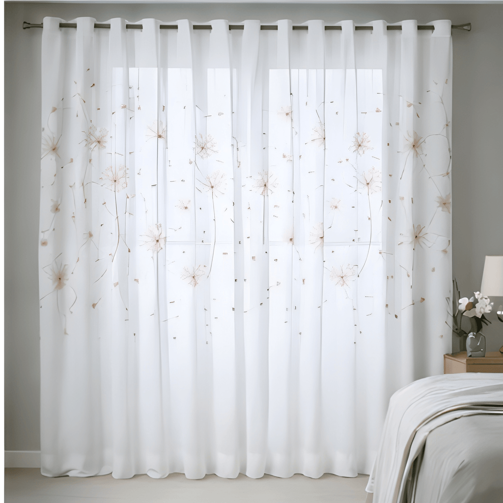 Linen Sheer - Pink Floral Print - Pack Of 1 Curtain