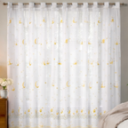 Linen Sheer - Yellow Floral Print - Pack Of 1 Curtain