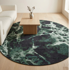 Dark Green & Black theme design - Circle - Premium Wool Carpet