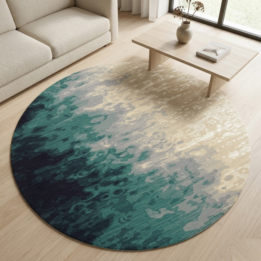Area Rug with mixed color design - Circle - Premium Wool Carpet