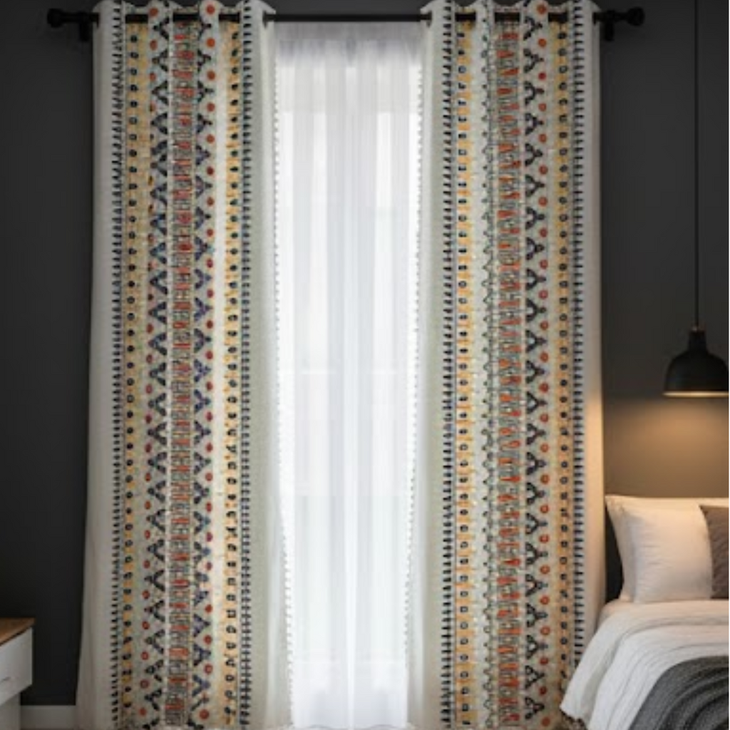 Cotton Light - Room Darkening Geometric Printing Curtains - Pack of 1 Curtain
