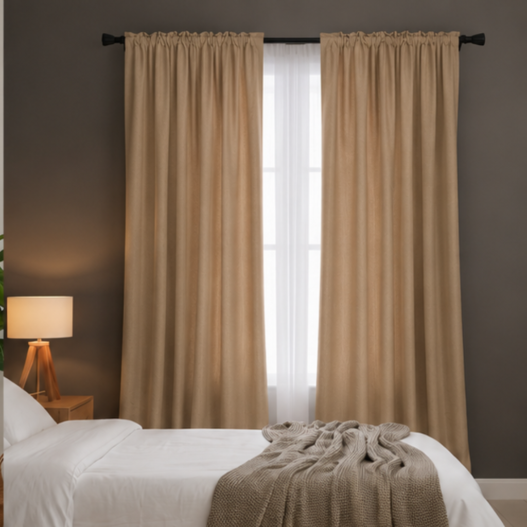 Cotton Light Curtains - Soft Tan Brown - Pack of 1