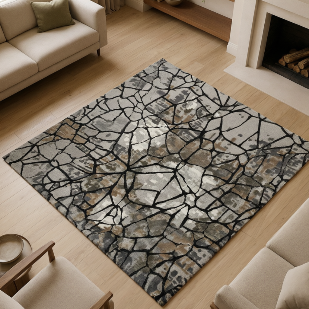 Aesthetic geometric pattern rug design - Square - Premium Wool Carpet