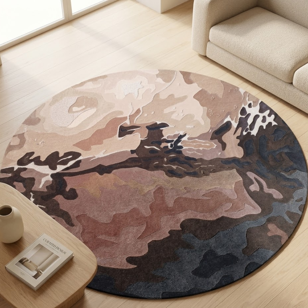 Mixed color theme design - Circle - Premium Wool Carpet