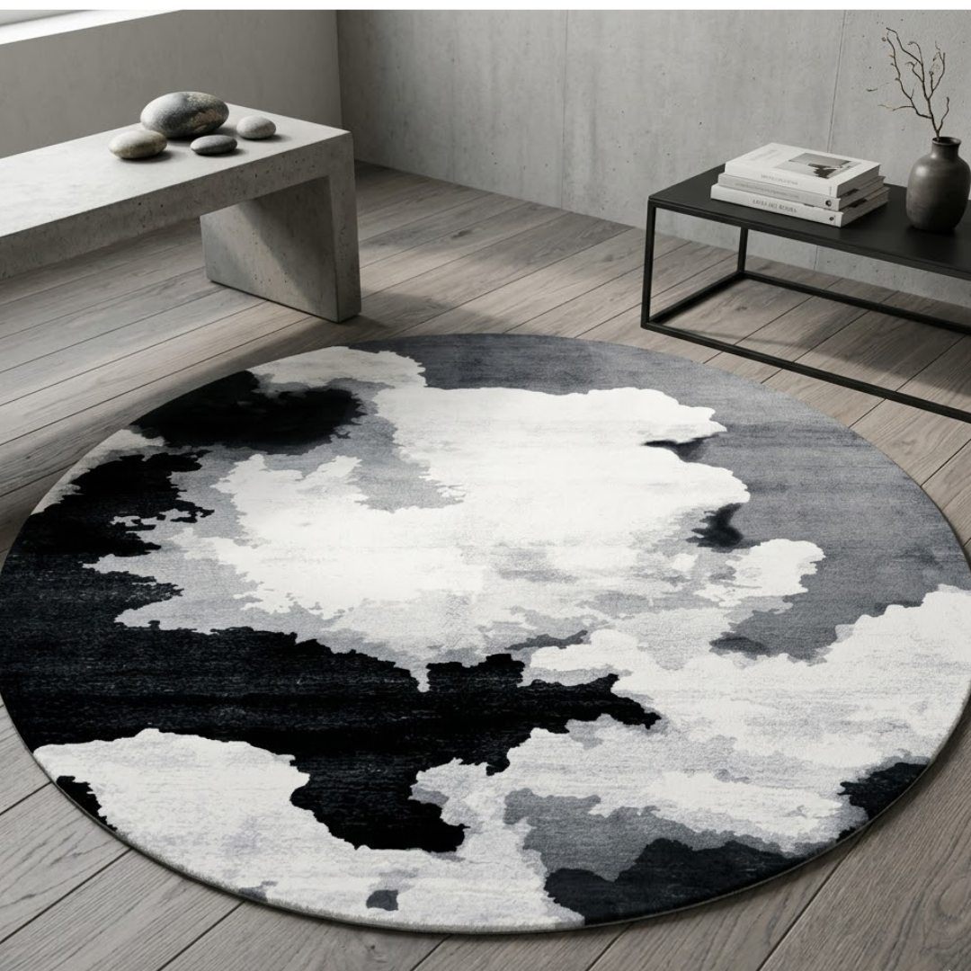 Panda theme rug design - Circle - Premium Wool Carpet