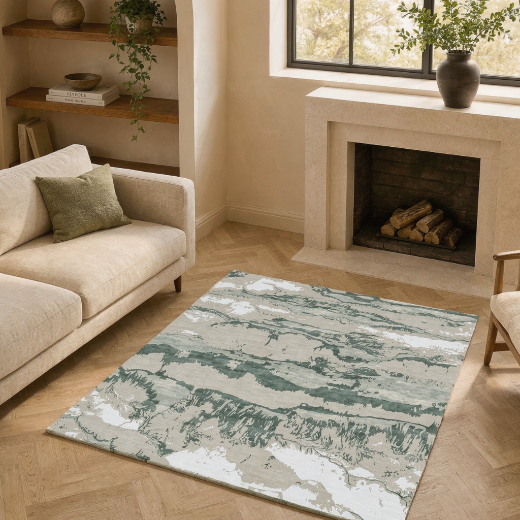 Grey pattern rug design - Square - Premium Wool Carpet