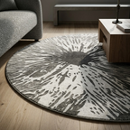 Brown & White pattern design - Circle - Premium Wool Carpet
