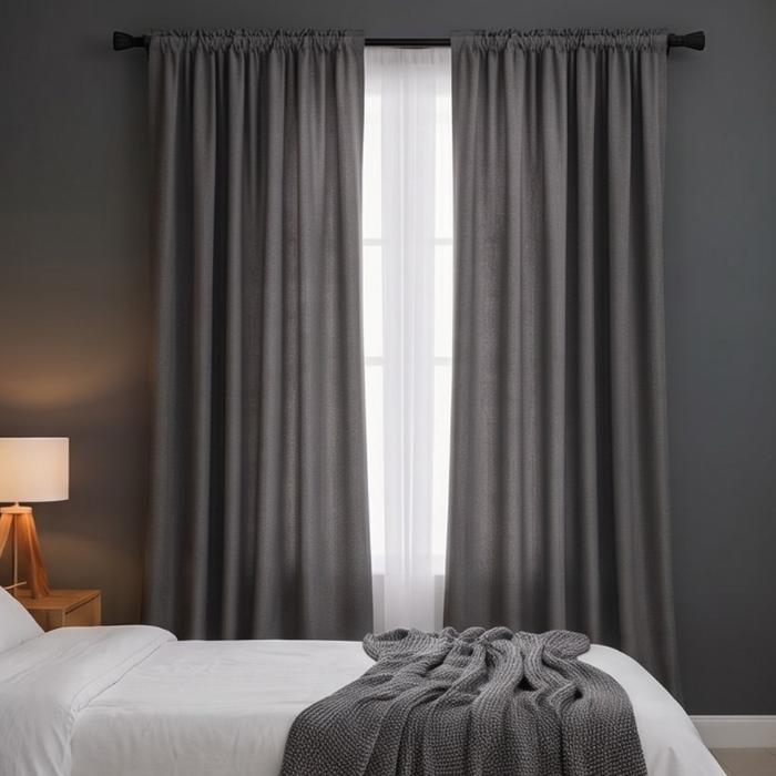 Cotton Light - Premium Curtains - Charcoal Grey - Pack of 1
