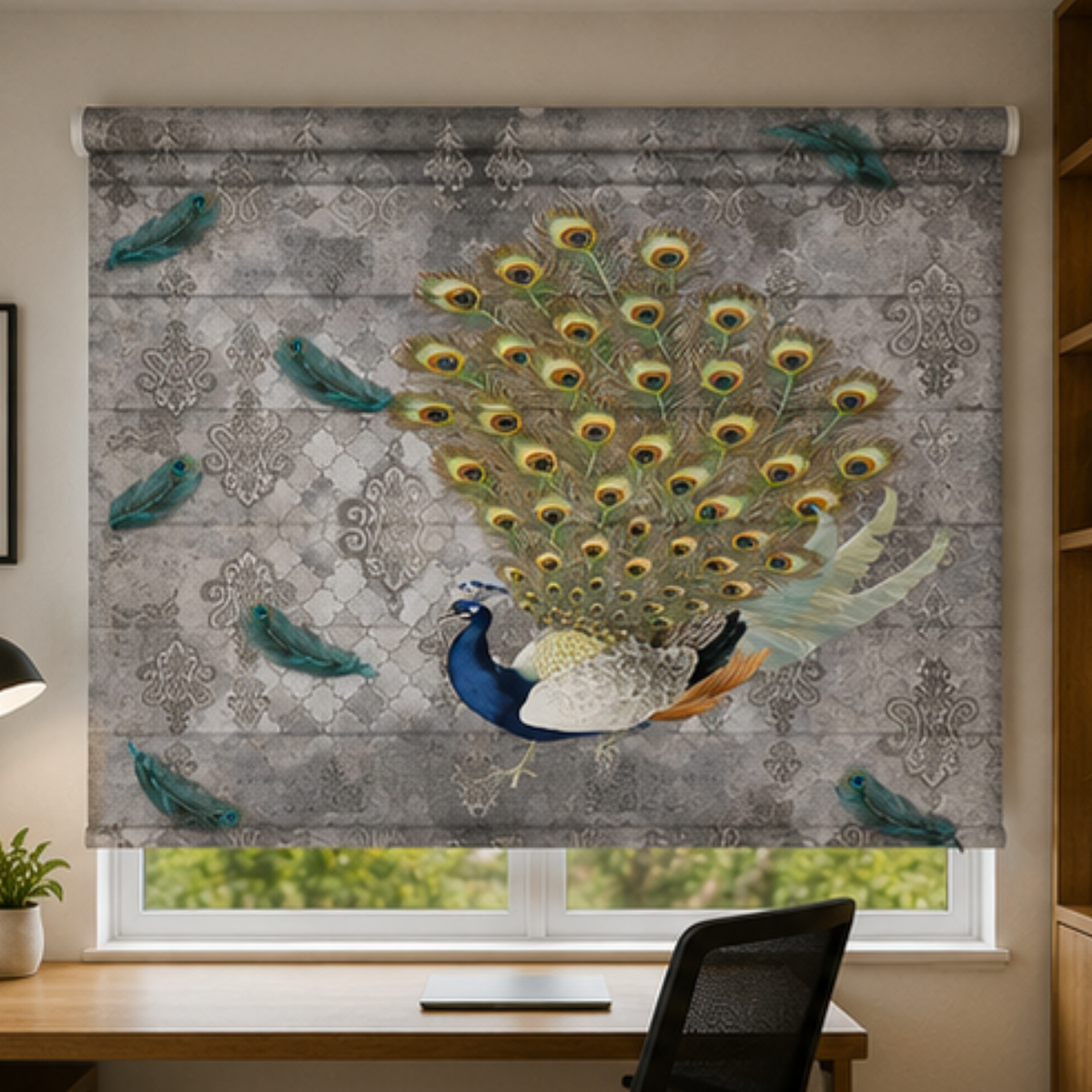 Aesthetic peacock design | Roller & Roman Blinds | Premium Quality Prints