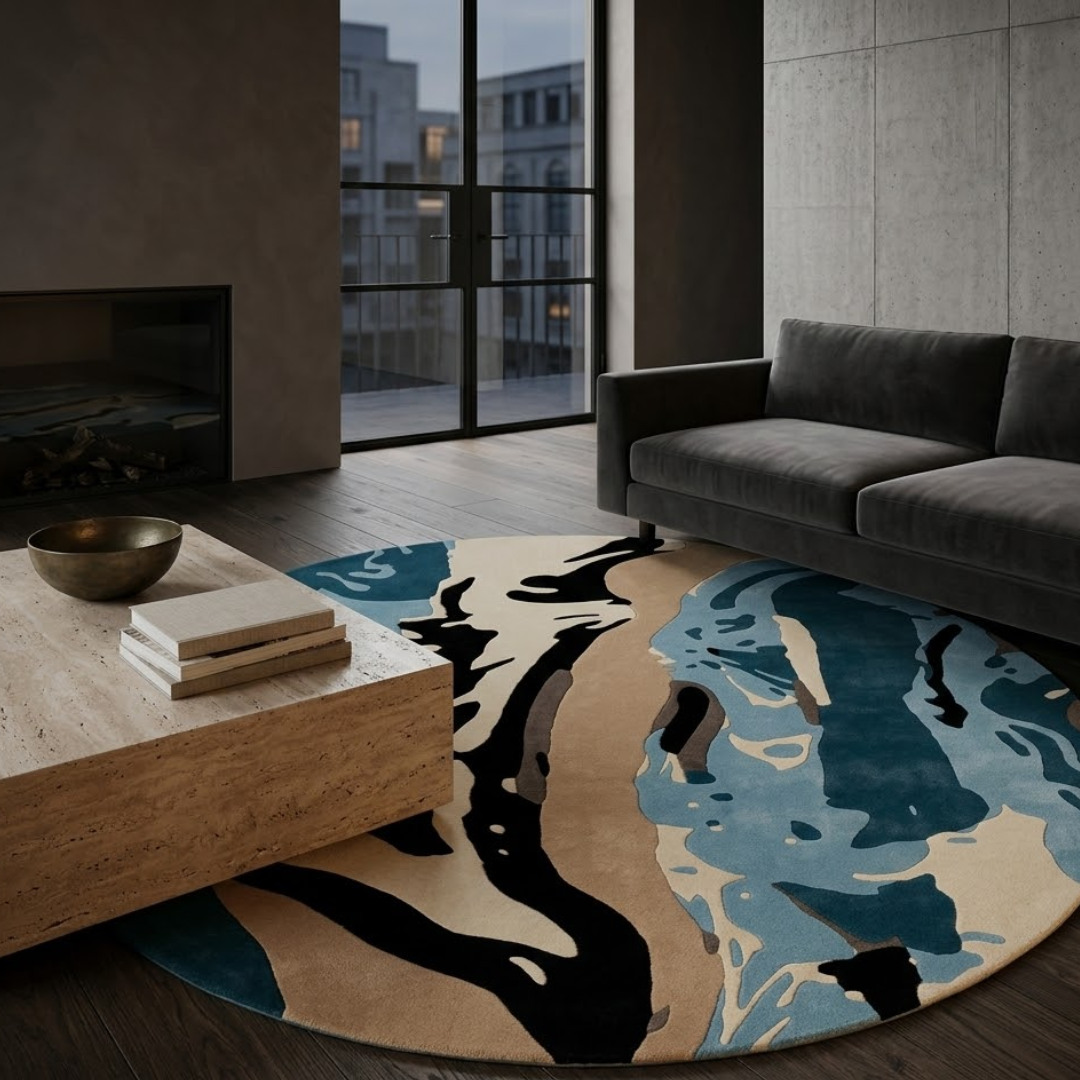 Aesthetic mixed color rug design - Circle - Premium Wool Carpet