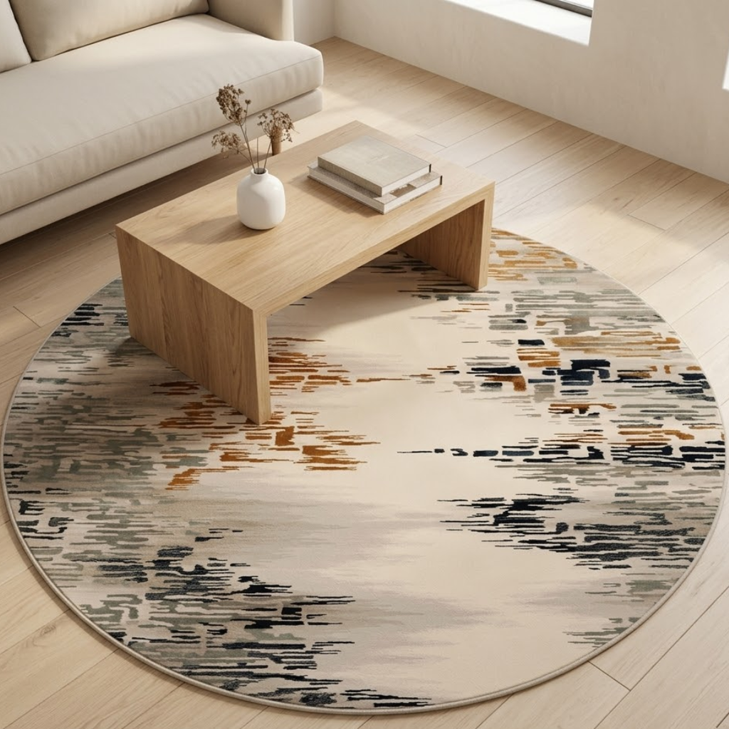 Mixed color rug theme design - Circle - Premium Wool Carpet