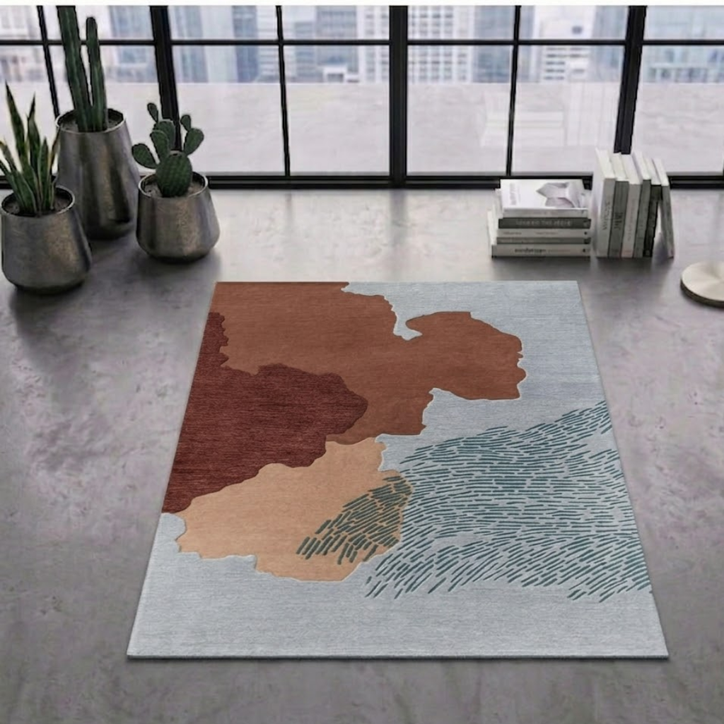 Mixed color abstract rug design - Square - Premium Wool Carpet
