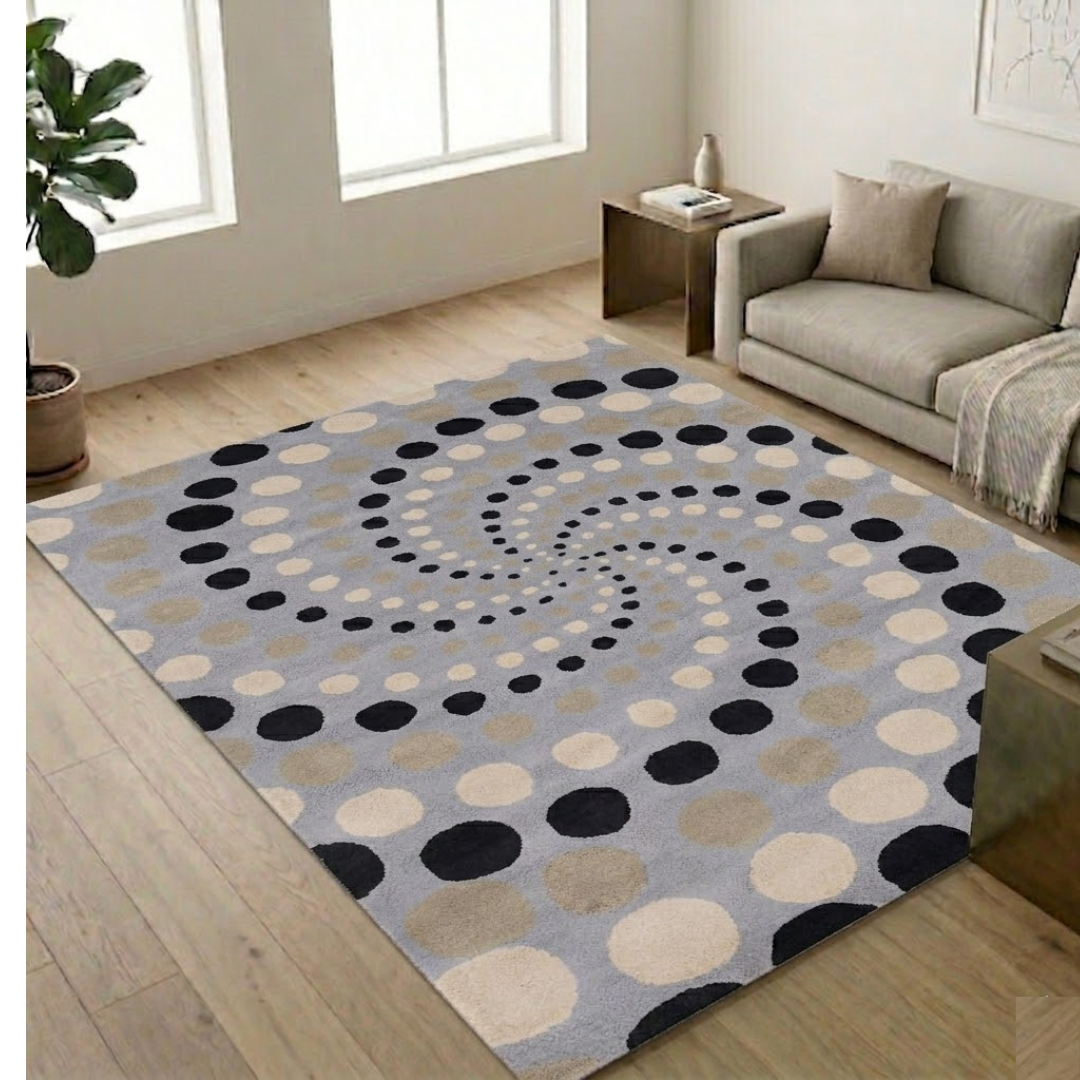 Mixed color illusion theme rug design - Rectangle - Premium Wool Carpet