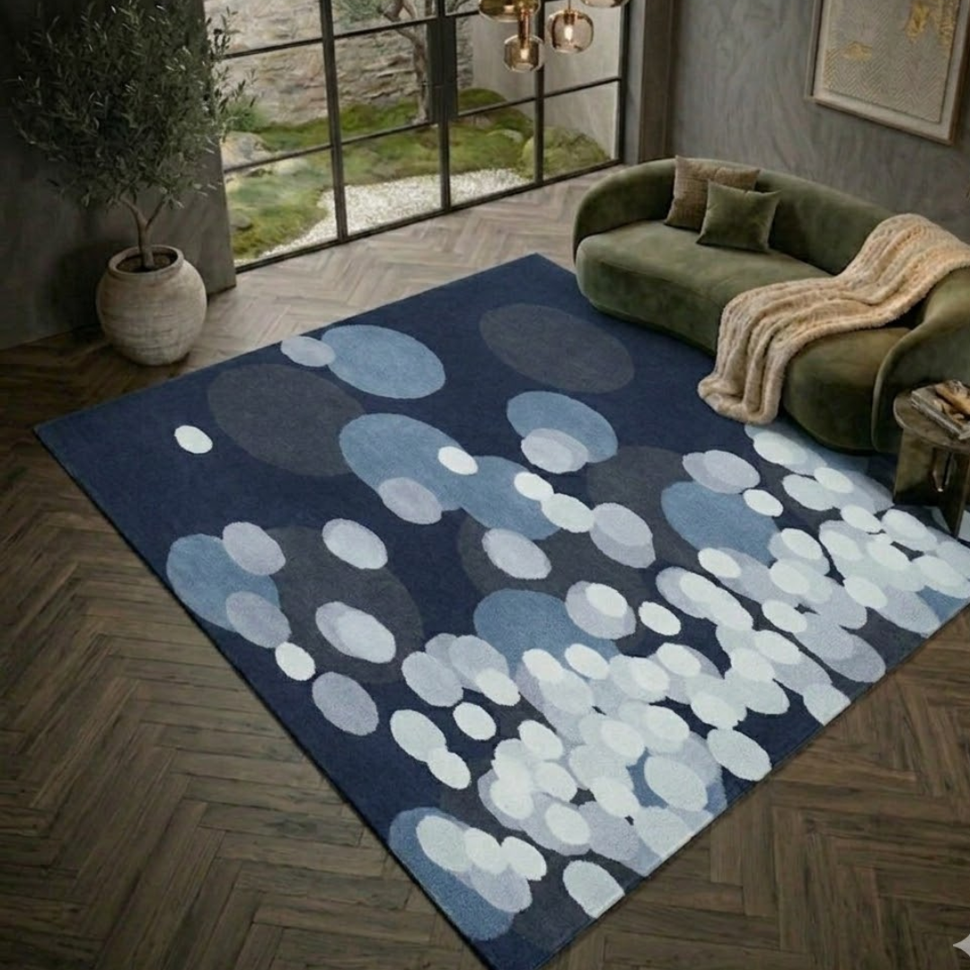 stylish circle pattern design for modern villas - Rectangle - Premium Wool Carpet