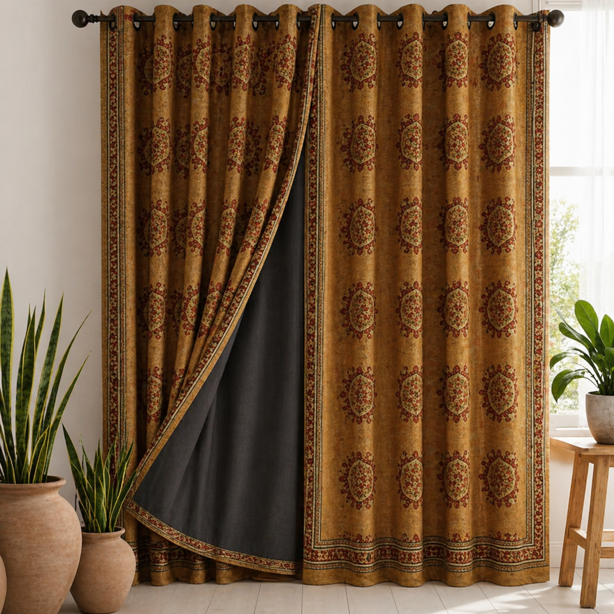Cotton Light - Room Darkening Floral Curtains - Pack of 1 Curtain