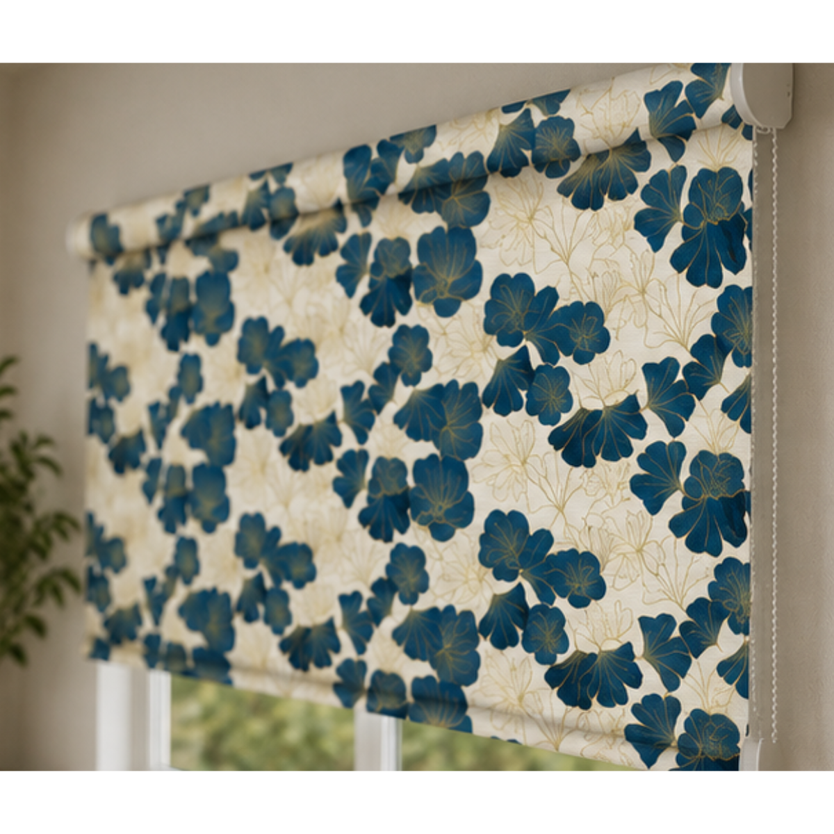 Navy blue flower design blinds | Roller & Roman Blinds | Premium Quality Prints