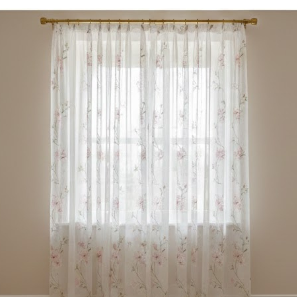 Linen Sheer - Floral patterned Print - Pack Of 1 Curtain