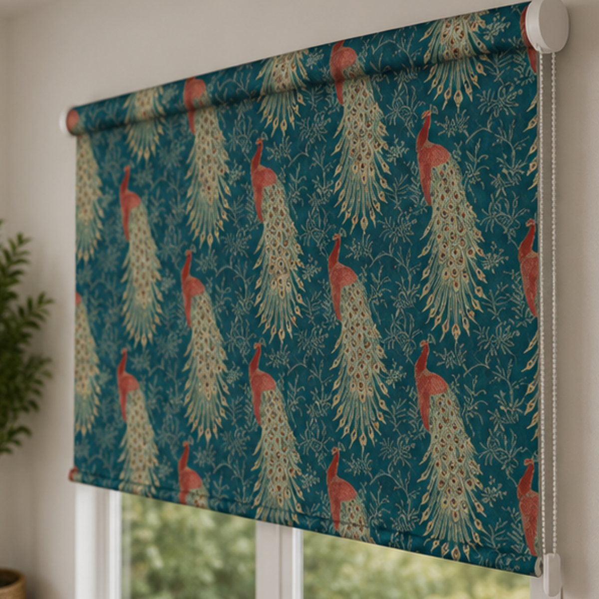 Aesthetic peacock theme design | Roller & Roman Blinds | Premium Quality Prints