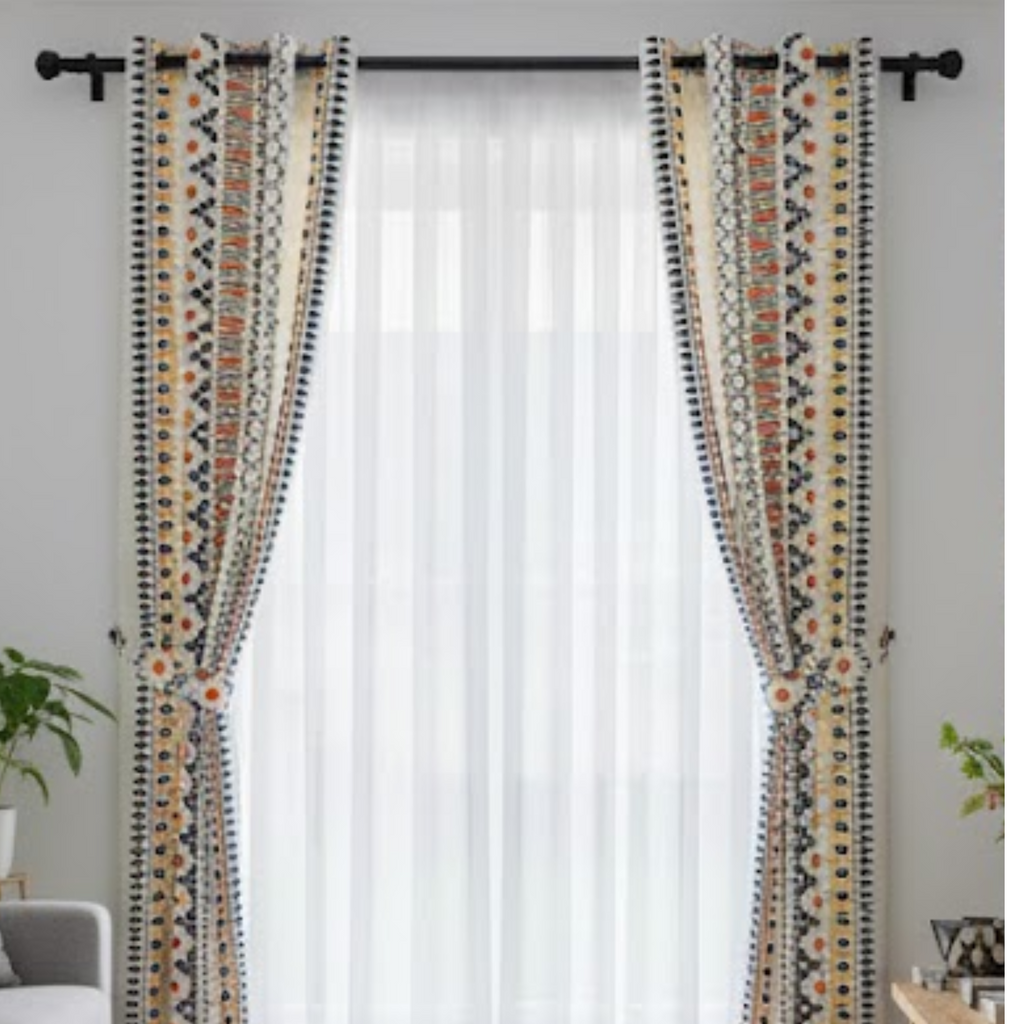 Cotton Light - Room Darkening Geometric Printing Curtains - Pack of 1 Curtain