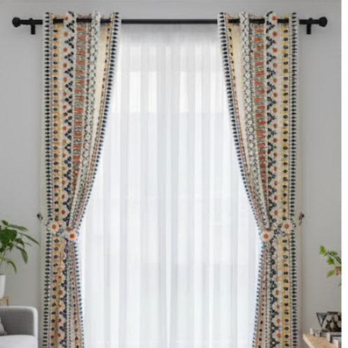 Cotton Light - Geometric Printing Curtains - Pack of 1 Curtain