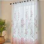 Linen Sheer - Ombre with Pink Creepers Print - Pack Of 1 Curtain