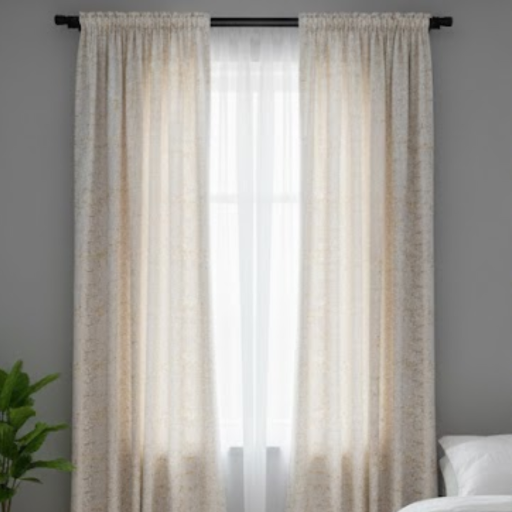 Cotton Light - Golden texture Print Curtains - Pack of 1