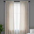Cotton Light - Golden texture Print Curtains - Pack of 1