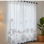 Linen Sheer - Floral patterns Print - Pack Of 1 Curtain