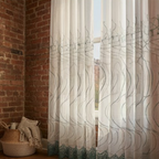 Linen Sheer - Green Floral Print - Pack Of 1 Curtain