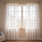 Linen Sheer - Pink Rose Print - Pack Of 1 Curtain