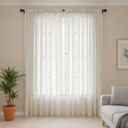 Cotton Light - Yellow Stripes Blue Kalash Print - Pack of 1 Curtain
