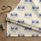 Linen Sheer -  Blue Small birds Print - Pack Of 1 Curtain