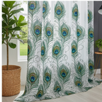 Linen Sheer - Peacock feather Desing - Pack Of 1 Curtain