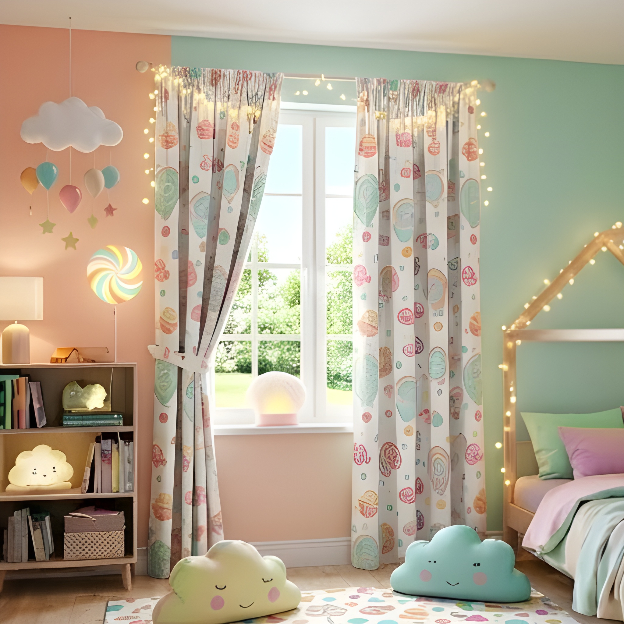 Happy Clouds Kids Curtain- Pack Of 1 Curtain