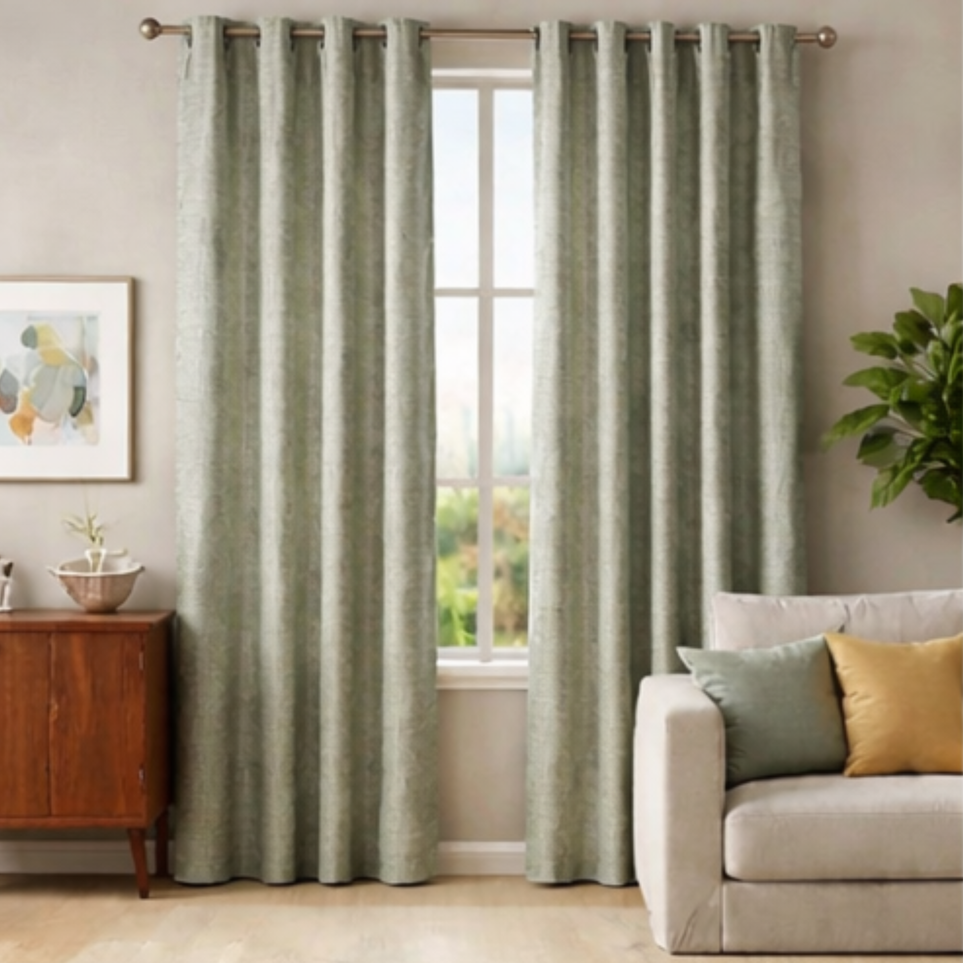 Cotton - Bedroom - Livingroom Darkening Floral Printing Curtains - Pack of 1 Curtain