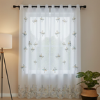 Linen Sheer - Geometric Print - Pack Of 1 Curtain