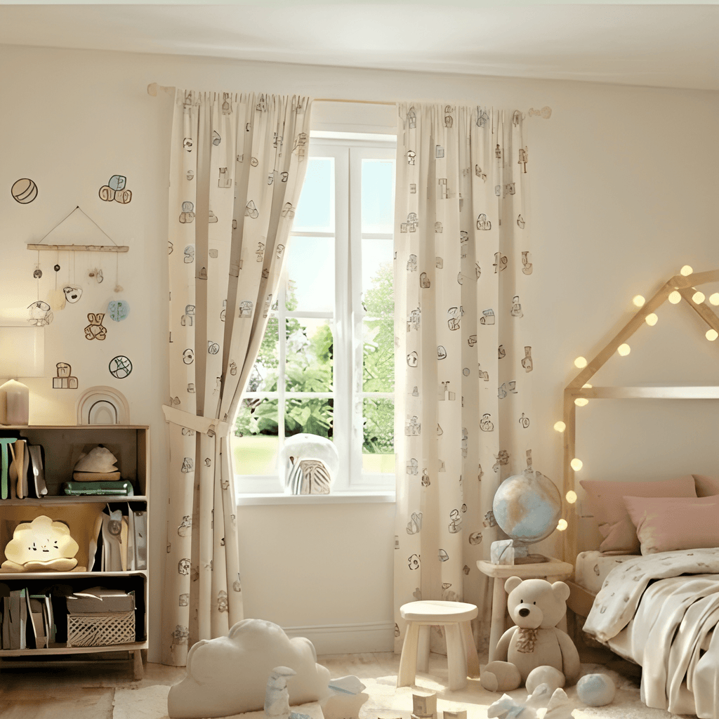 Teddy Bear Toy Print Curtain  - Pack Of 1 Curtain