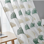 Linen Sheer - Green and beige Floral Print - Pack Of 1 Curtain