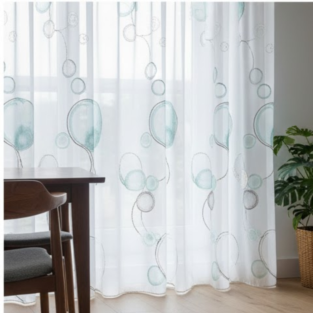 Linen Sheer - Circle Print - Pack Of 1 Curtain