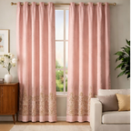 Cotton - Room Darkening Floral light pink Curtains - Pack of 1 Curtain
