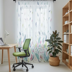 Linen Sheer -Feather Print - Pack Of 1 Curtain