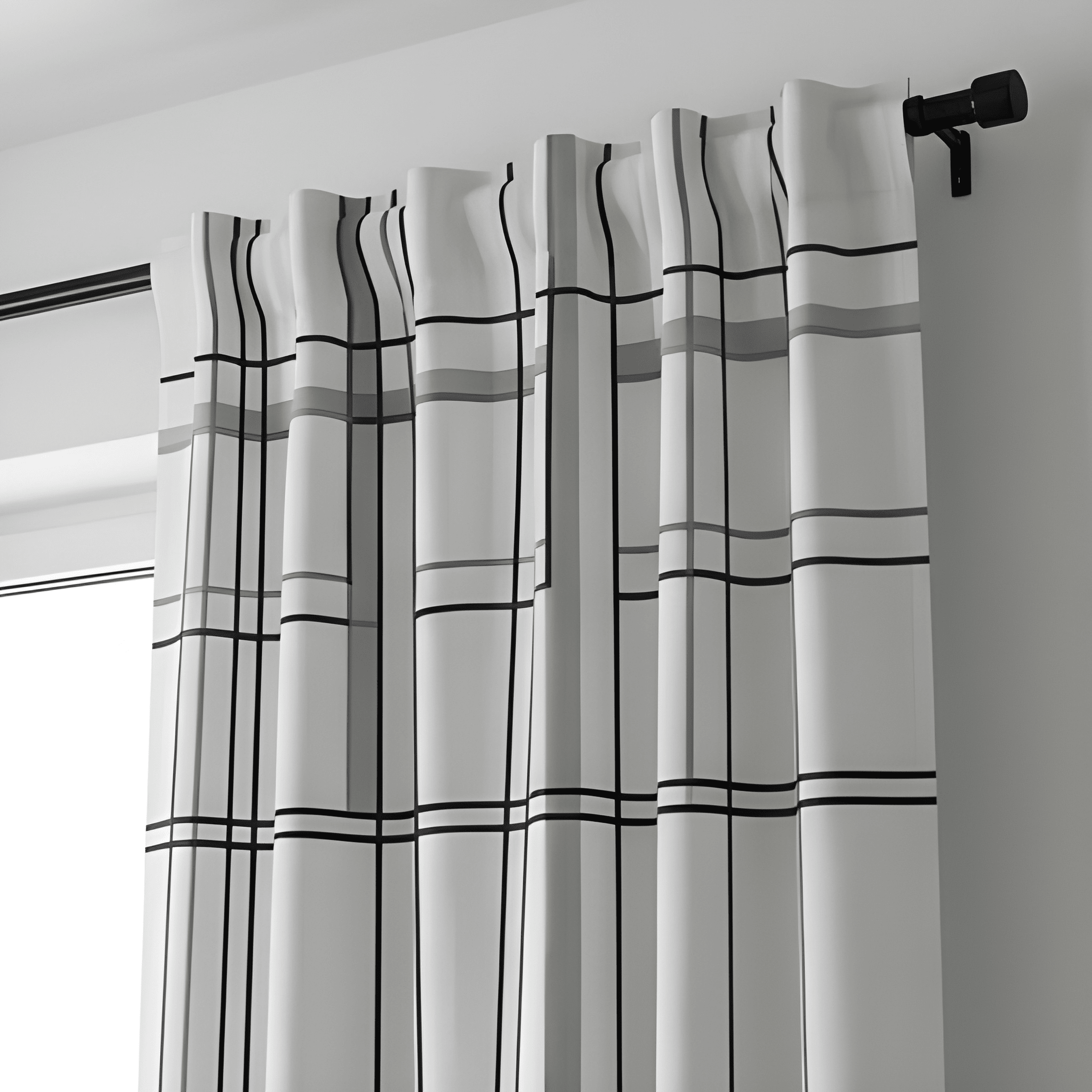 Contemporary Geometric Design Curtain  – Premium 100% Polyester - Pack Of 1 Curtain